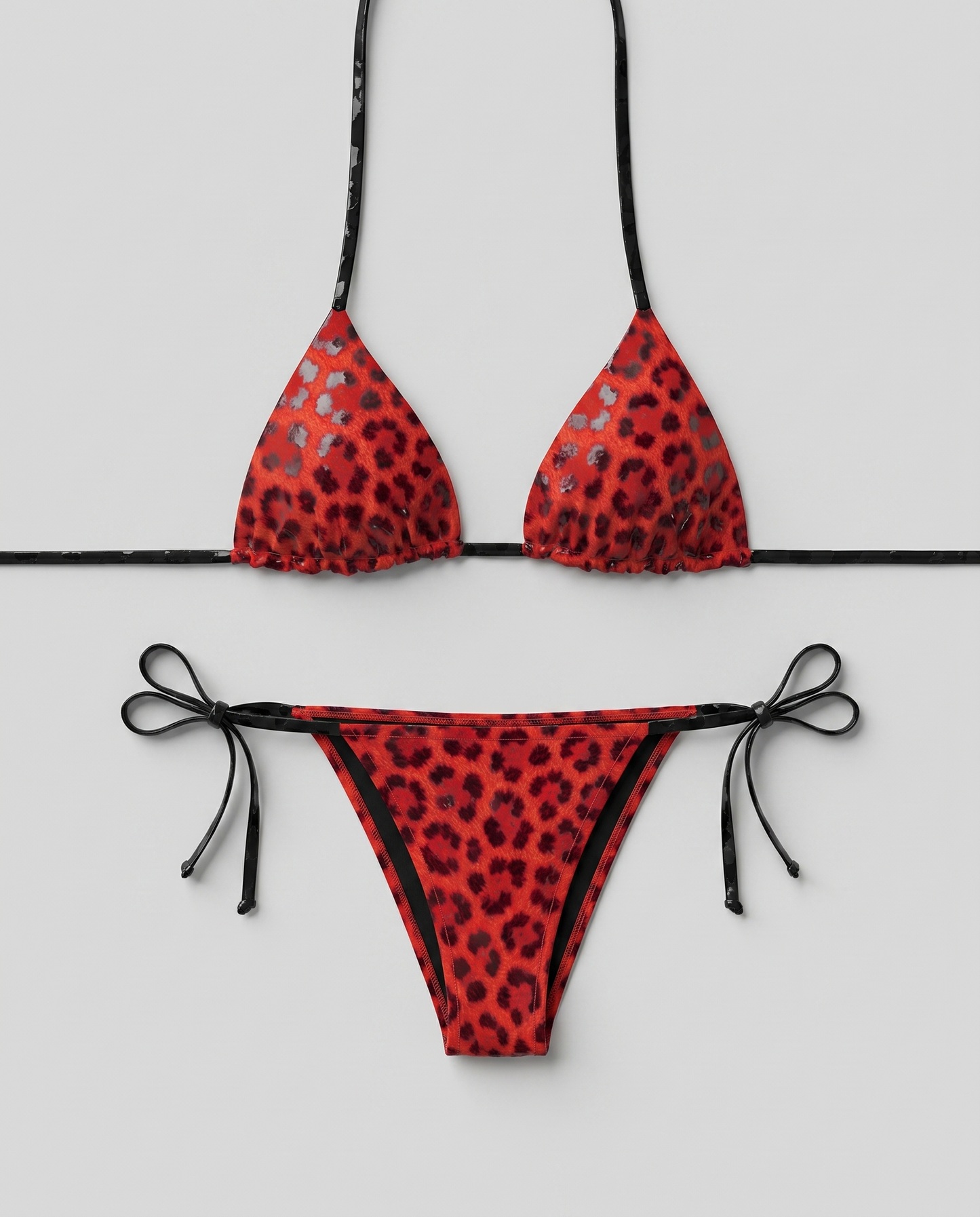 Leopard & Red Triangle Bikini Set