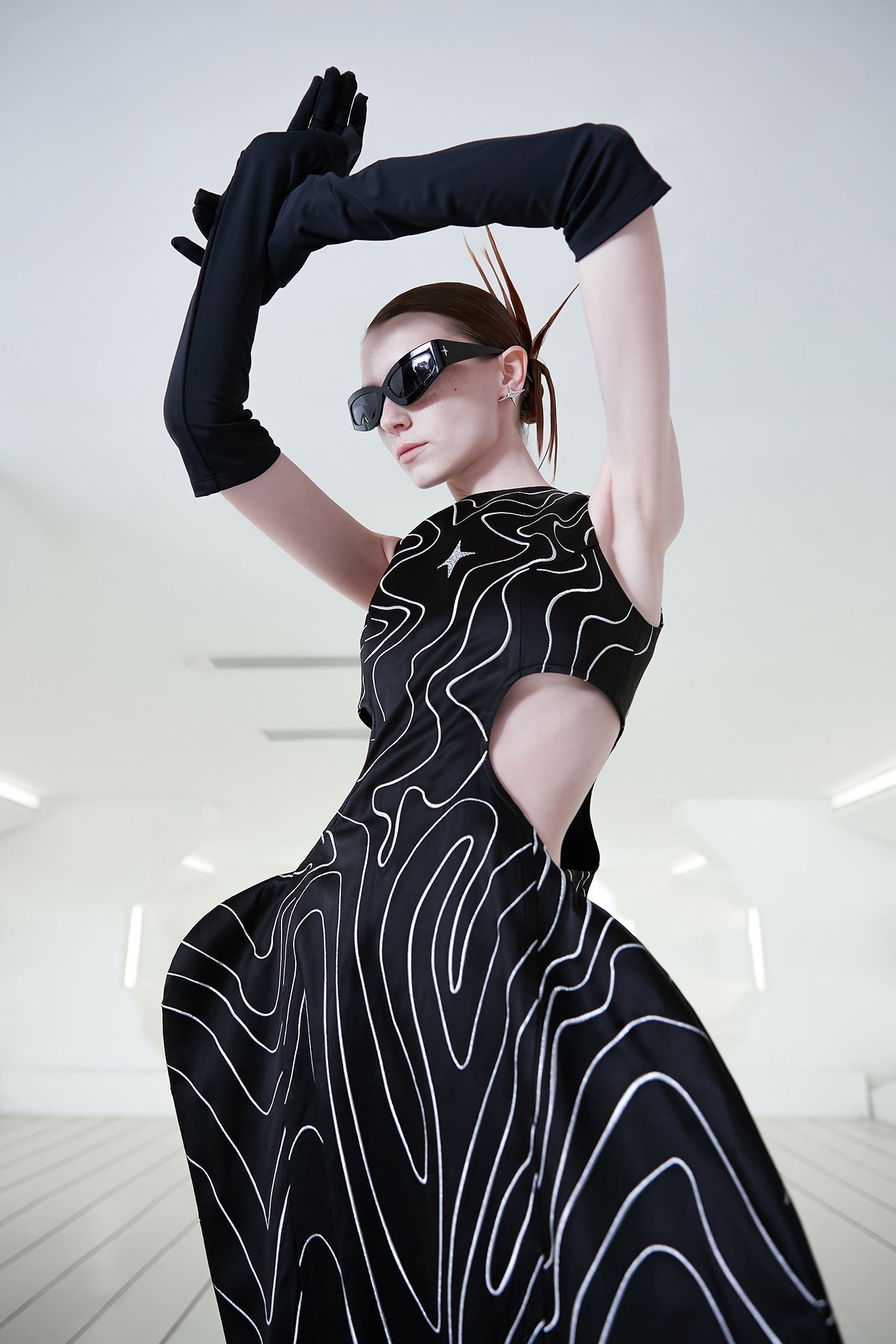 3D wave Embroidered dress