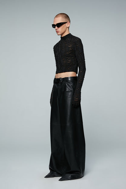 Perforated design long sleeved top