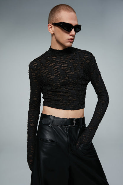 Perforated design long sleeved top
