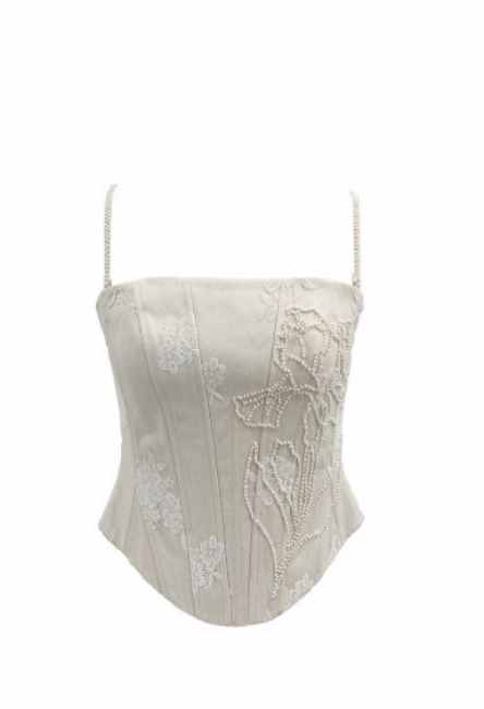 Lace-Denim Beaded Corset