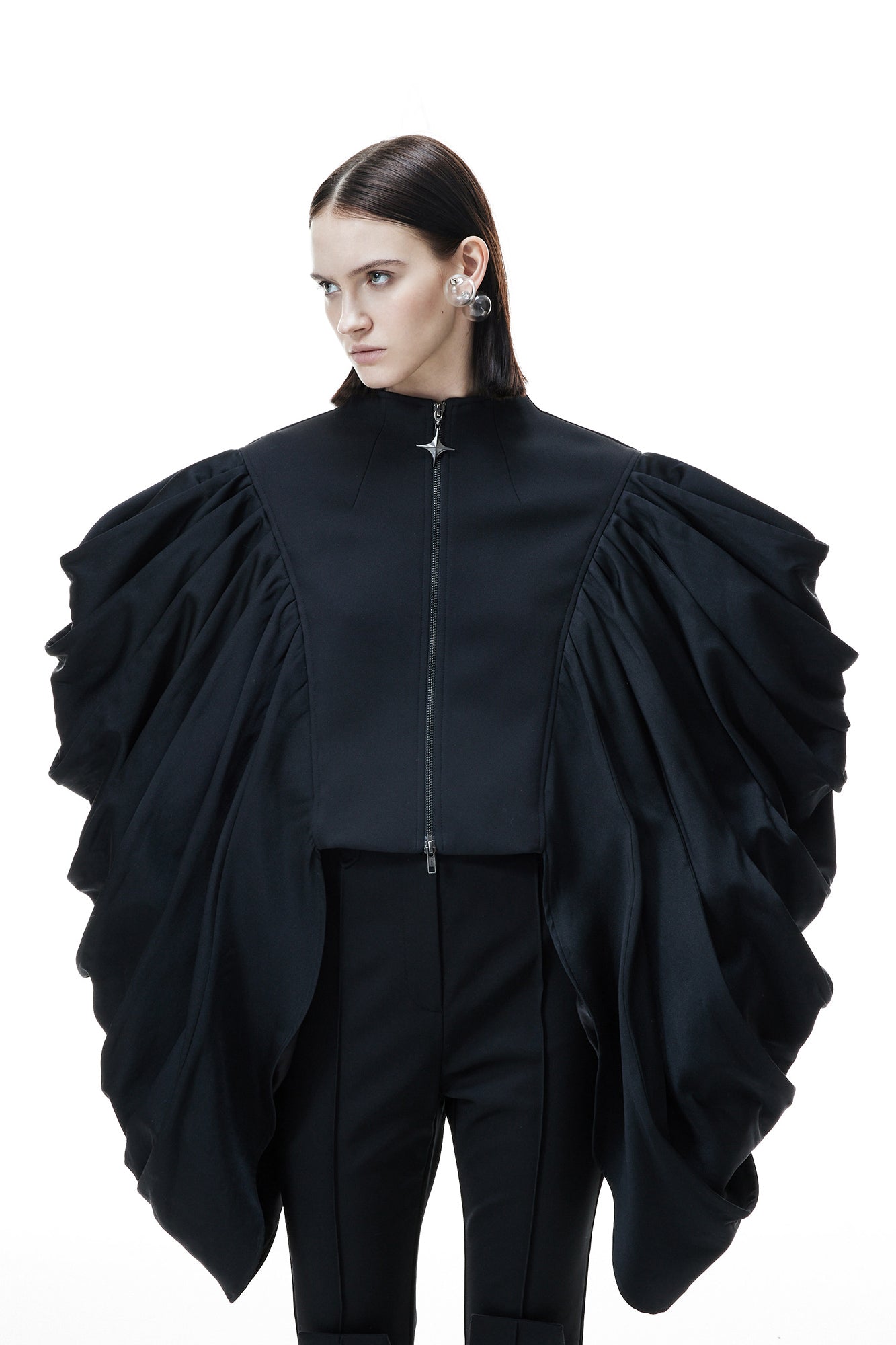 3D three-dimensional sleeve stand collar coat